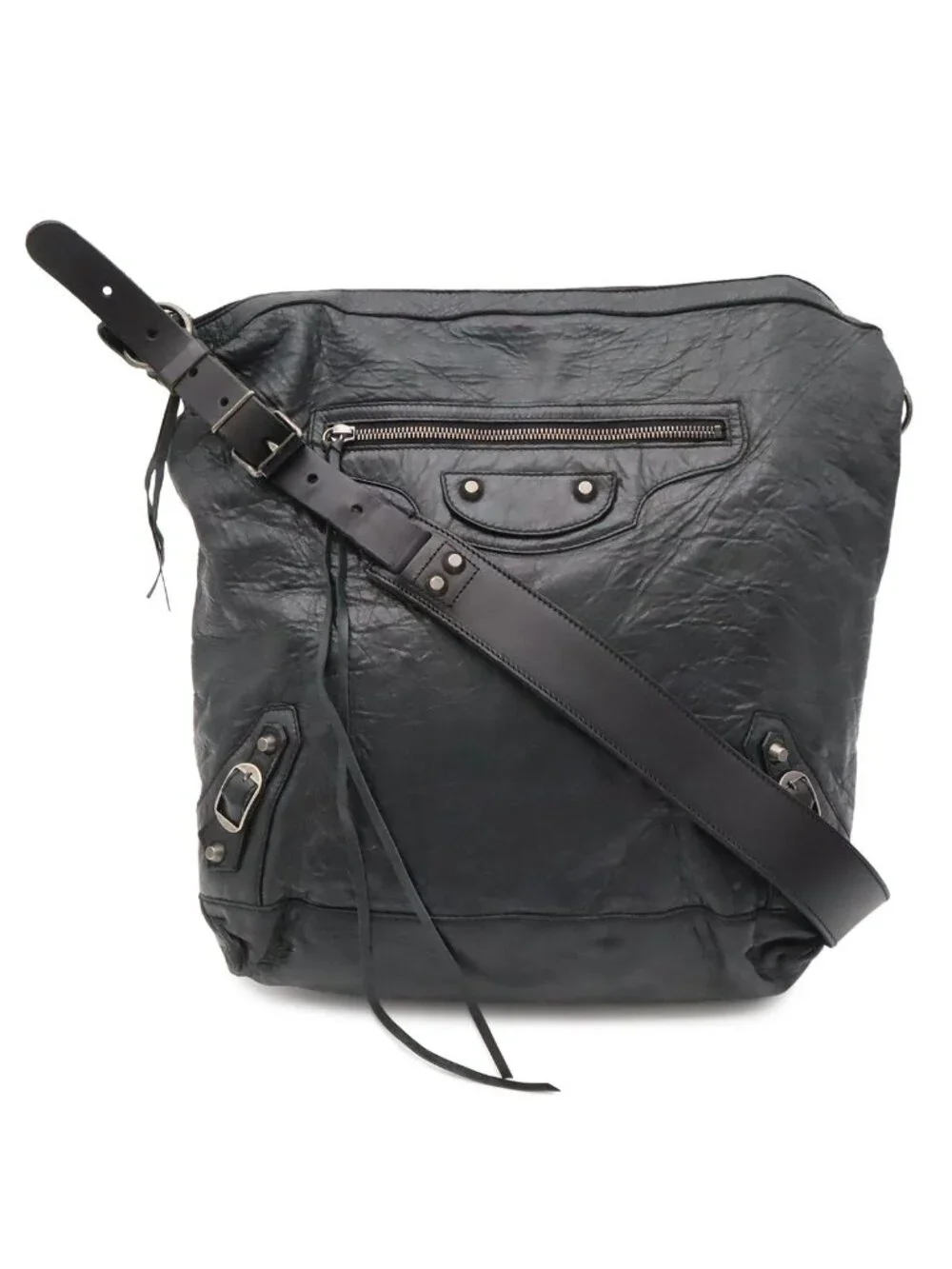 Balenciaga the Day Shoulder Bag Crossbody Leather Black